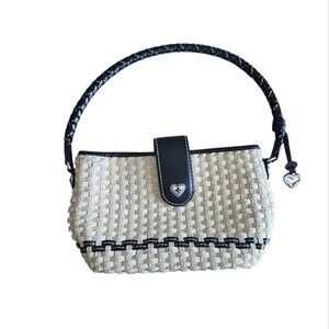Brighton Woven Straw Shoulder Bag Leather Trim Coastal Chic Resort Handbag